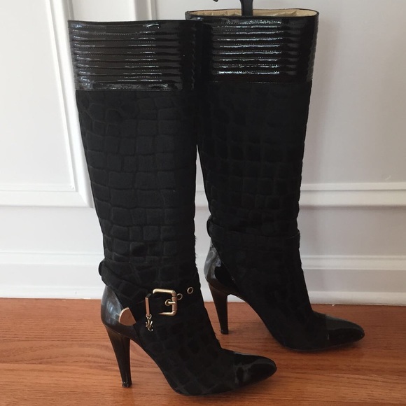 black calf high heel boots